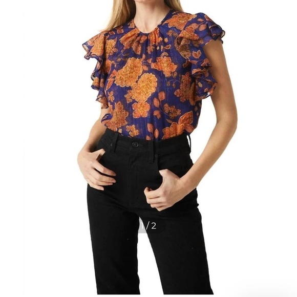 MISA LOS ANGELES Galeta Top In Blue Marigold NWT - Picture 4 of 7